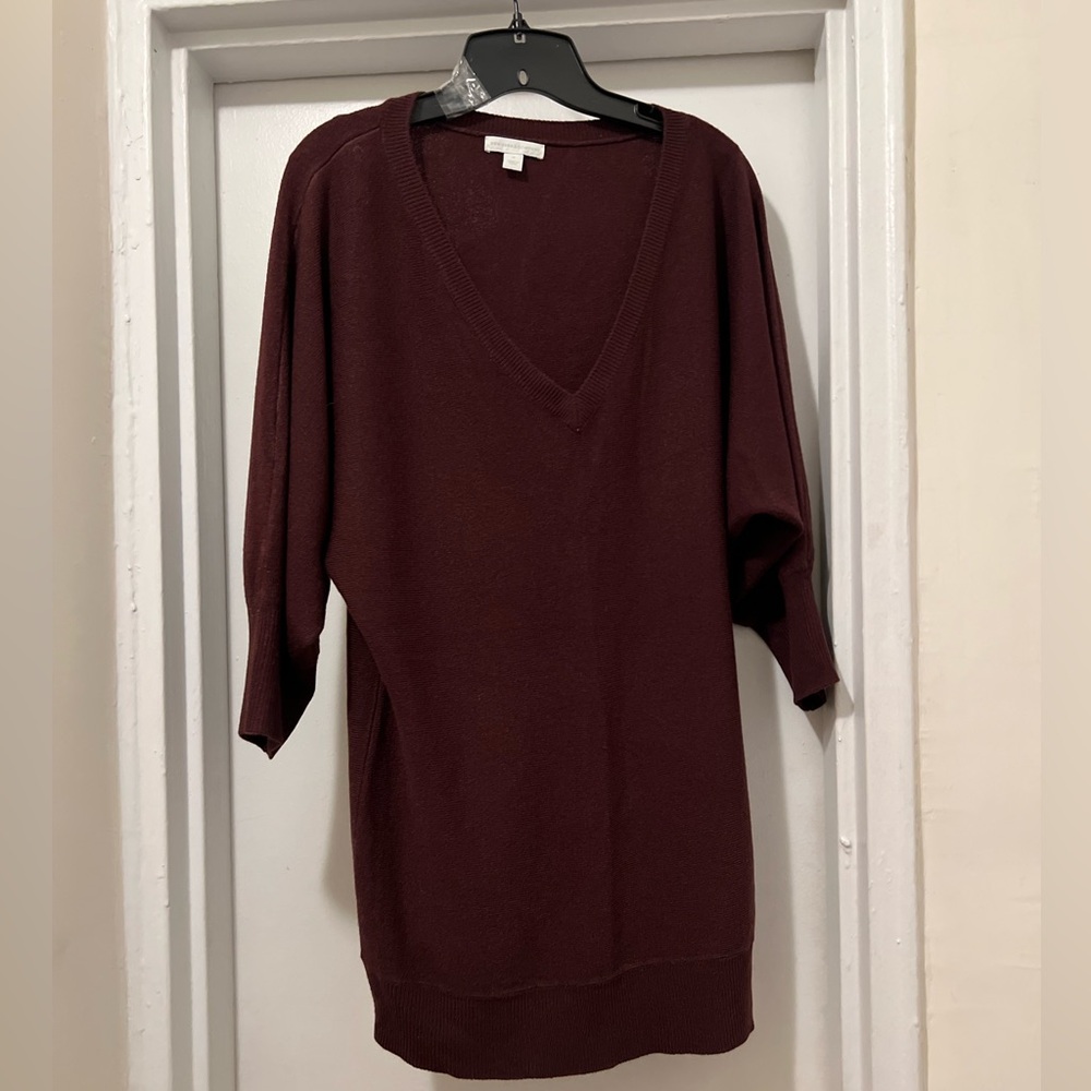 Wine color V neck tunic